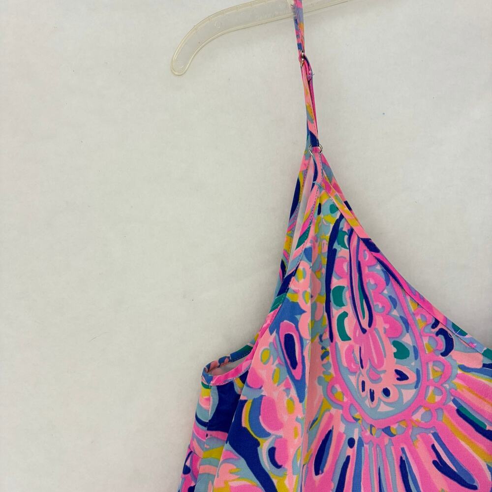 Lilly Pulitzer Spaghetti Strap Mini Slip Dress Size L Pink Blue Abstract Print - Picture 11 of 14